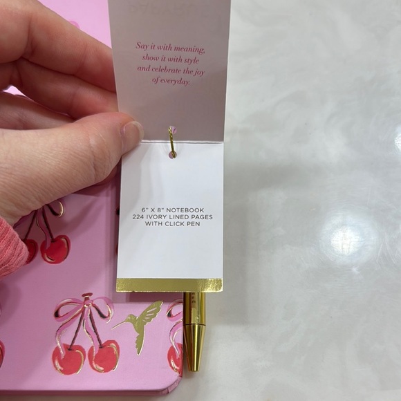 Papyrus Pink Cherry Patterned Notebook with Gold Pen NWT - Picture 7 of 7